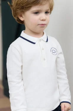 Polo Ecru liseré marine