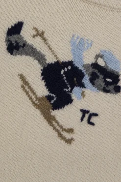 Pull Beige chiné illustration ratton laveur