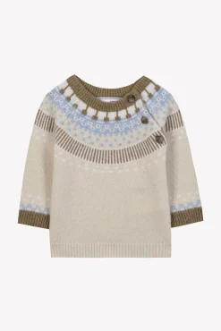 Pull Beige chiné motif jacquard