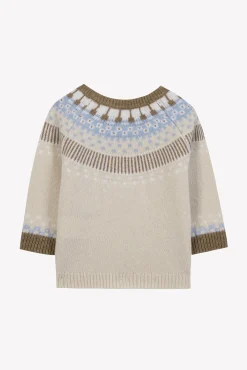 Pull Beige chiné motif jacquard