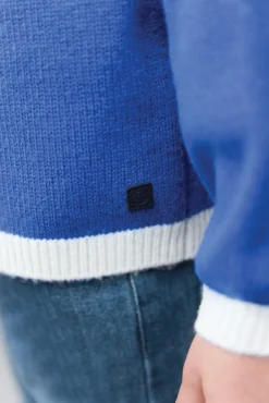 Pull Bleu électrique motif jacquard