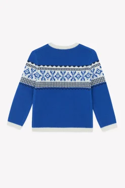 Pull Bleu électrique motif jacquard