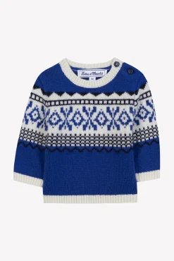 Pull Bleu électrique motif jacquard