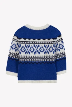 Pull Bleu électrique motif jacquard