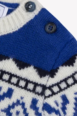 Pull Bleu électrique motif jacquard