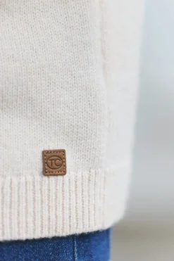 Pull Beige chiné motif jacquard