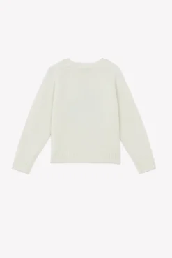 Pull Ecru broderie casse noisette