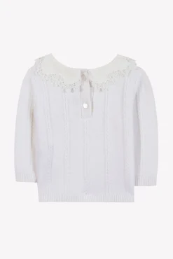 Pull Ecru col broderie anglaise