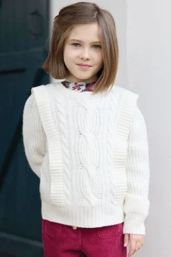 Pull Ecru maille torsadée