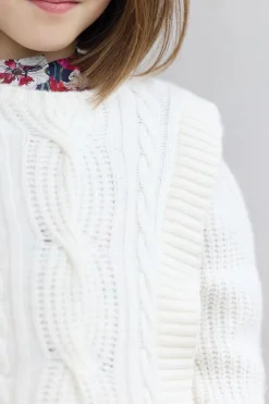 Pull Ecru maille torsadée