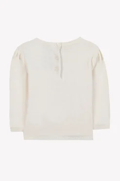 Pull Ecru broderie fleurs