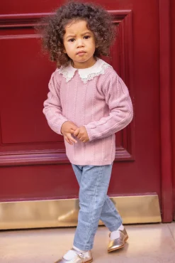 Pull Eglantine col broderie anglaise