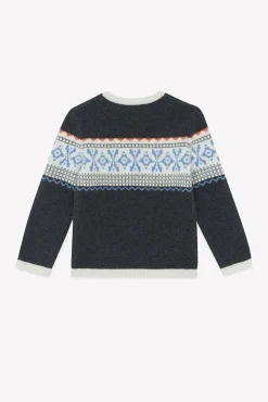 Pull Gris foncé chiné motif jacquard