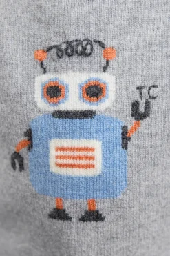 Pull Gris chiné illustration robot