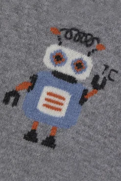 Pull Gris chiné illustration robot