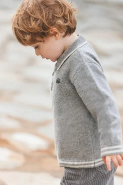 Pull Gris chiné col pointu