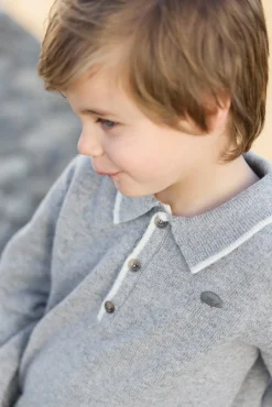 Pull Gris chiné col pointu