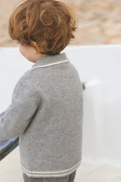 Pull Gris chiné col pointu