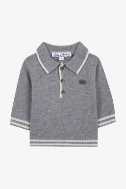 Pull Gris chiné col pointu