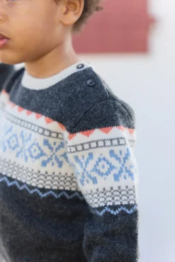 Pull Gris foncé chiné motif jacquard