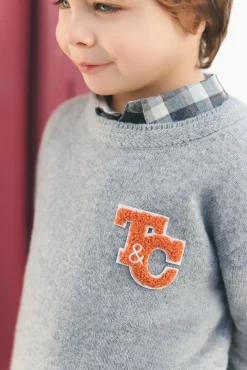 Pull Gris chiné laine signature TC