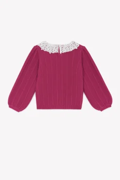 Pull Magenta col volanté