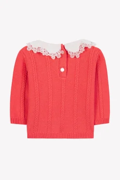 Pull Praline col broderie anglaise