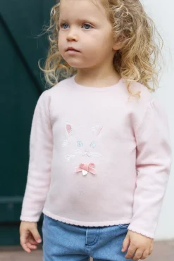 Pull Rose pâle illustration chat