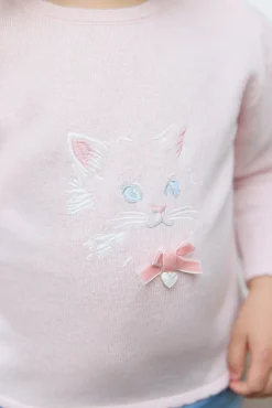 Pull Rose pâle illustration chat