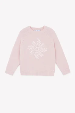 Pull Rose poudré illustration flocon