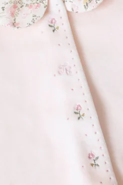 Pyjama Velours rose pâle imprimé fleuri jardin hivernal