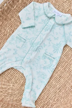 Pyjama Vert d'eau inspiration Toile de Jouy