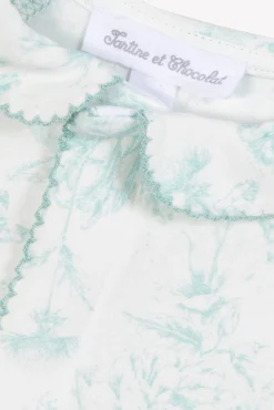 Pyjama Vert d'eau inspiration Toile de Jouy