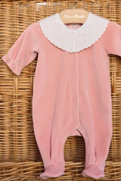 Pyjama Pêche velours broderies