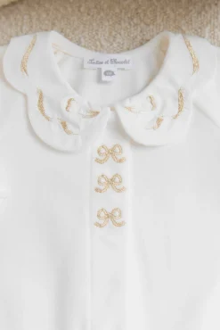 Pyjama Ecru velours nœuds