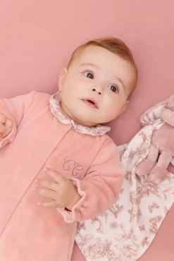 Pyjama Rose en velours imprimé inspiration Toile de jouy