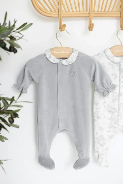 Pyjama Gris en velours imprimé inspiration toile de jouy
