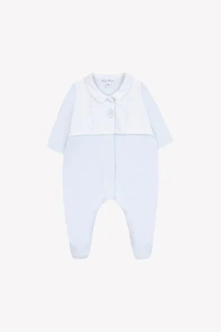 Pyjama Bleu ciel col pointu