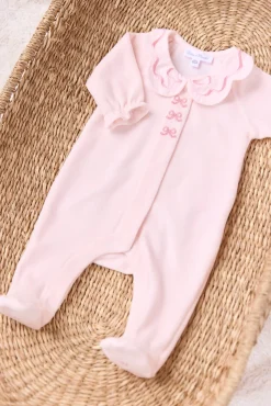 Pyjama Rose pâle velours nœuds