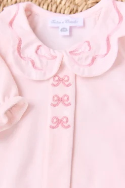 Pyjama Rose pâle velours nœuds