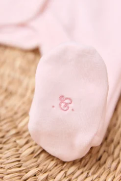 Pyjama Rose pâle velours nœuds