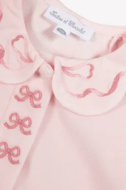 Pyjama Rose pâle velours nœuds