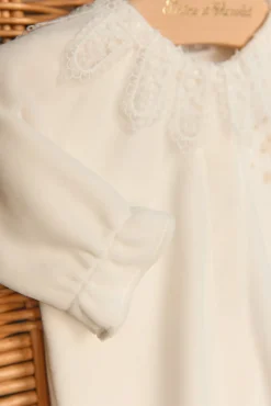 Pyjama Ecru col velours dentelle