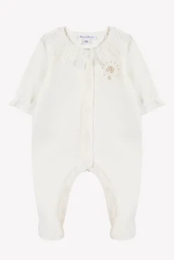 Pyjama Ecru col velours dentelle