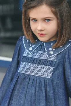 Robe Chambray col claudine