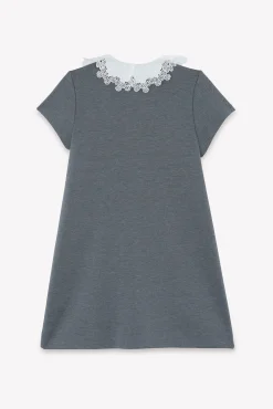 Robe Gris chiné col volanté