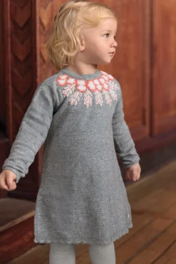 Robe Gris chiné broderies