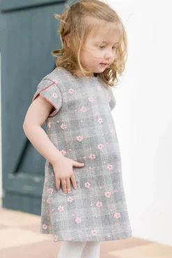 Robe Gris chiné fleurs