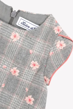 Robe Gris chiné fleurs