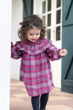 Robe Prune à carreaux